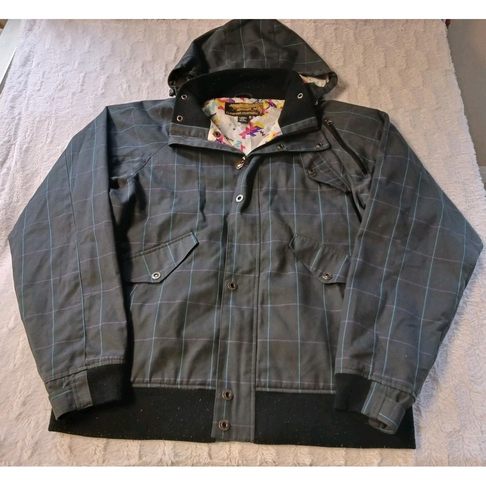 Vintage Empyre Clothing Winter Coat Jacket Adult XL Gray Hooded Snowboarding Y2K